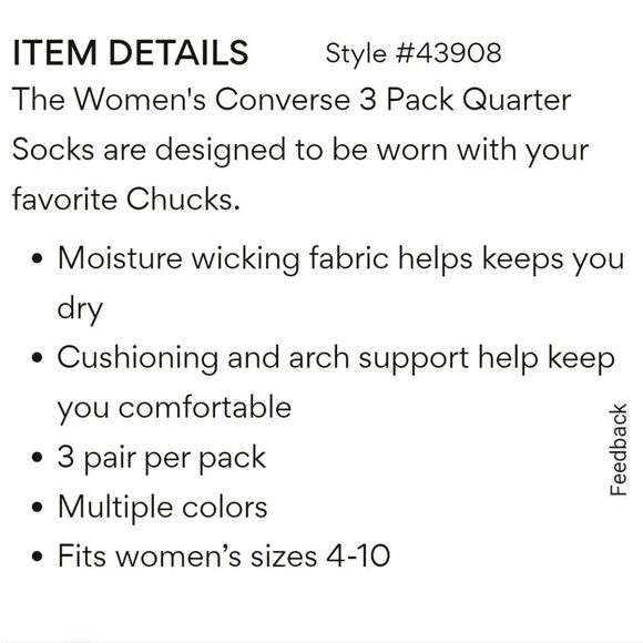 Converse 3-PK Stripe Logo Flat Knit Quarter Socks - Picture 5 of 8